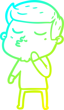 Çizgi film mankeni bir adamın insan tarafından çizilmiş soğuk gradyan çizimi.