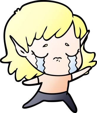 Bir insan tarafından çizilmiş ağlayan elf kızı.