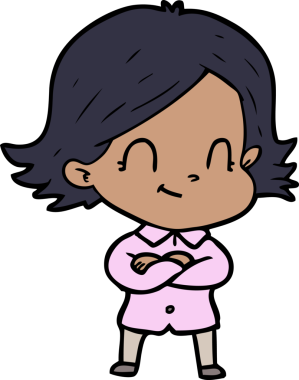 Bir insan tarafından çizilmiş karikatür dostu kız.