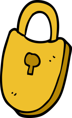 Bir insan tarafından çizilmiş karikatür hazine kilidi.