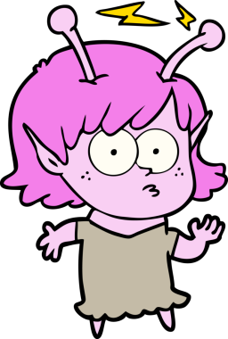 Bir insan tarafından çizilmiş uzaylı kız.