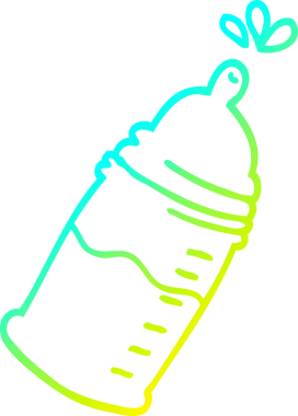 Bir insanın çizdiği karikatür bebek şişesinin soğuk gradyan çizgisi