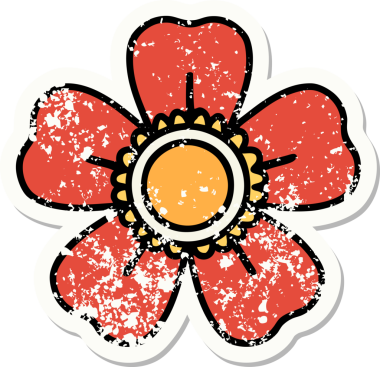 Bir insan tarafından çizilmiş geleneksel bir çiçek stili dövmesi.