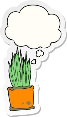 Düşünce baloncuklu karikatür bitkisi insan tarafından çizilmiş bir çıkartma.