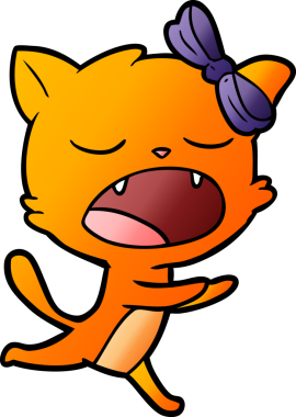 Bir insan tarafından çizilmiş esneyen kedi çizgi filmi.