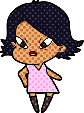 Çizgi film bir insan tarafından çizilmiş stresli kadın.