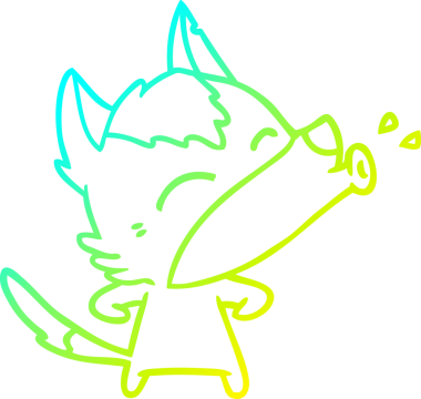 Bir insan tarafından çizilen uluyan kurt çizgi filminin soğuk gradyan çizimi