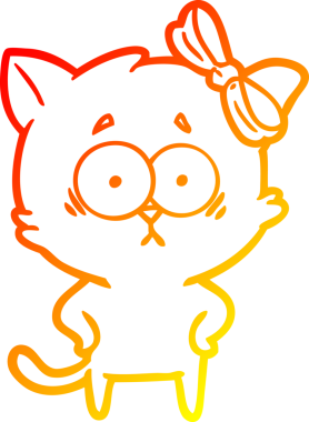 Bir insan tarafından çizilmiş çizgi film kedisinin sıcak çizgi çizimi