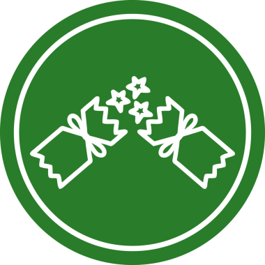 Patlayan noel krakeri bir insan tarafından çizilmiş dairesel simge