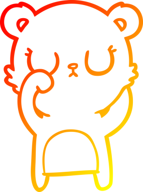 Bir insan tarafından çizilmiş barışçıl bir ayının sıcak çizgi çizgisi.