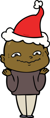 Bir insan tarafından çizilmiş Noel Baba şapkası giyen ürpertici bir adamın el çizimi.