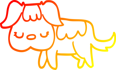 Bir insan tarafından çizilmiş çizgi film köpeğinin sıcak çizgi çizimi