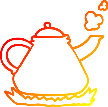 Bir insan tarafından fırının üzerine çizilen çizgi film çaydanlığının sıcak gradyan çizgisi.