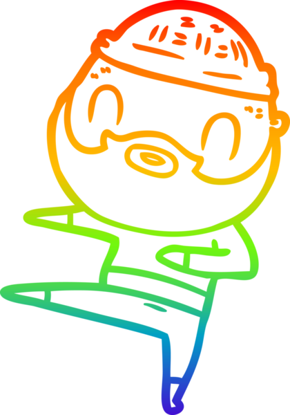 Gökkuşağı gradyan çizgi çizimi bir insan tarafından çizilmiş sakallı bir adamın