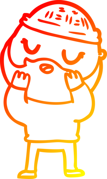 Bir insan tarafından çizilmiş sakallı bir çizgi film karakteri.