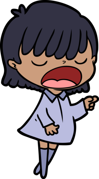 Çizgi filmdeki kadın bir insan tarafından yüksek sesle çizilmiş.