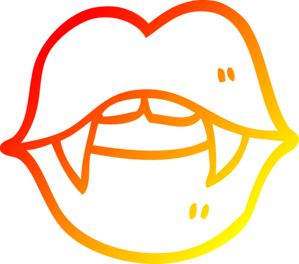 Bir insan tarafından çizilmiş vampir ağzının sıcak çizgi çizimi.