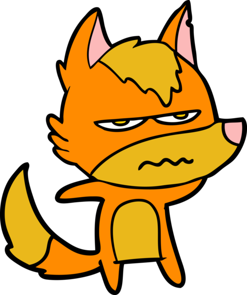 Bir insan tarafından çizilmiş kızgın tilki çizgi film karakteri