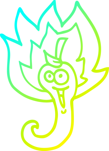 Bir insanın çizdiği kırmızı acı biber çizgi filminin soğuk gradyan çizimi