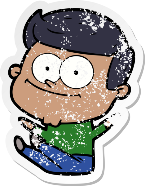 Bir insan tarafından çizilmiş mutlu bir adamın sıkıntılı çıkartması.