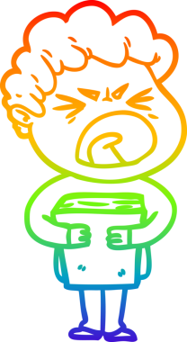 Bir insan tarafından çizilmiş öfkeli bir adamın çizdiği gökkuşağı gradyan çizgisi.