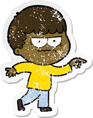 Bir insan tarafından çizilmiş sıkıntılı bir karikatür çıkartması.