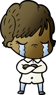 Bir insan tarafından çizilmiş ağlayan çizgi film kadını.