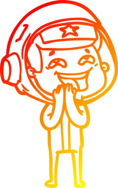 Bir insan tarafından çizilmiş gülen astronotun sıcak çizgi çizimi