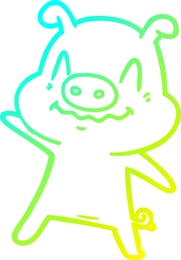 Bir insan tarafından çizilmiş bir domuz çizgi filminin soğuk gradyanı.