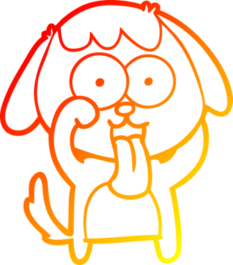 Bir insan tarafından çizilmiş sevimli bir köpeğin sıcak çizgi çizgisi.