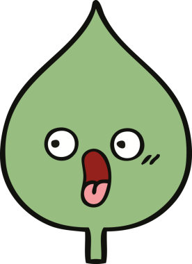 Bir insan tarafından çizilmiş dışavurumsal yaprağın sevimli karikatürü.