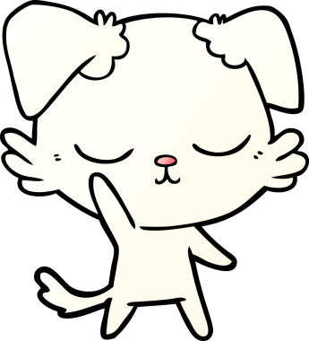 Bir insan tarafından çizilmiş şirin bir çizgi film köpeği.