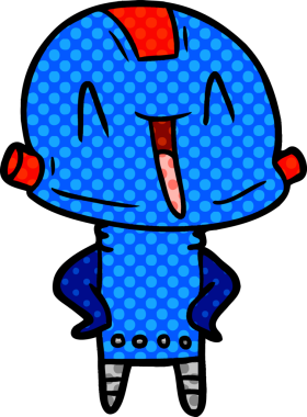 Bir insan tarafından çizilmiş çizgi film robotu