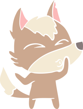 Bir insan tarafından çizilmiş düz renk çizgi film kurt ıslığı.