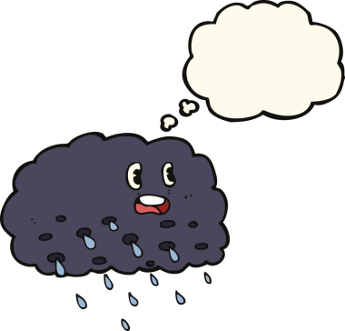 Bir insan tarafından çizilmiş düşünce baloncuklu çizgi film yağmur bulutu