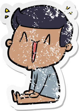 Bir insan tarafından çizilmiş mutlu bir adamın sıkıntılı çıkartması.