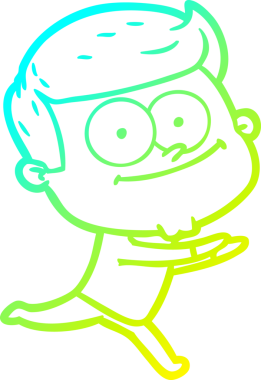 Bir insan tarafından çizilmiş mutlu bir adamın soğuk çizgi çizimi.