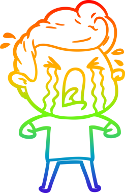 Bir insan tarafından çizilmiş ağlayan bir adamın çizdiği gökkuşağı gradyan çizgisi.