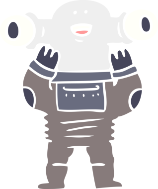 Bir insan tarafından çizilmiş düz renkli çizgi film uzaylısı.