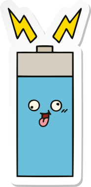 Bir insan tarafından çizilmiş şirin bir karikatür aküsünün çıkartması.