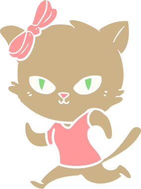 Sevimli düz renkli çizgi film kedisi bir insan tarafından çizilmiş.