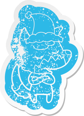 Dost canlısı çizgi film, Noel Baba şapkası takan bir tilkinin sıkıntılı çıkartması.