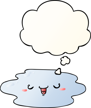 bir insan tarafından çizilmiş yumuşak eğimli düşünce baloncuklu çizgi film birikintisi