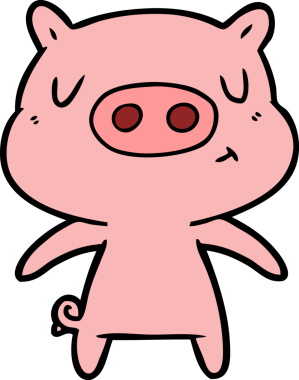 Bir insan tarafından çizilmiş çizgi film içerikli domuz.