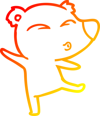 Bir insan tarafından çizilen çizgi film ıslık çalan ayının sıcak çizgi çizimi