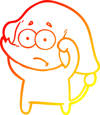 Bir insan tarafından çizilmiş, belirsiz bir filin sıcak çizgi çizimi.