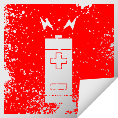 Bir insan tarafından çizilmiş bir pilin sıkıntılı kare soyma etiketi