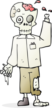 Bir insan tarafından çizilmiş serbest çizim bir zombi çizgi filmi.