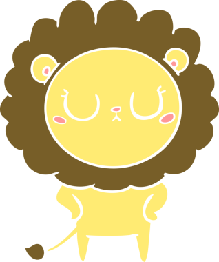 Bir insan tarafından çizilmiş düz renkli çizgi film aslanı