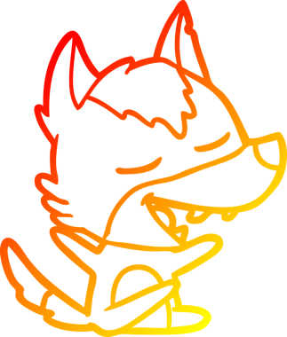 Bir insan tarafından çizilmiş gülen bir kurt çizgi çizimi.